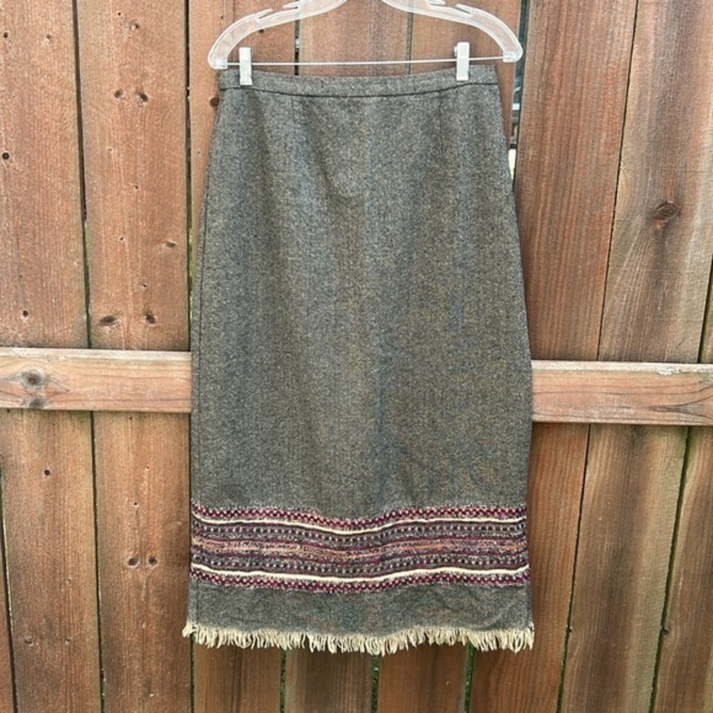 Vintage Sag Harbor Boho Fringe Hem Maxi Length Skirt Sz 12
